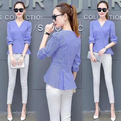 Cămașă elegantă de damă cu decolteu în V în trei culori