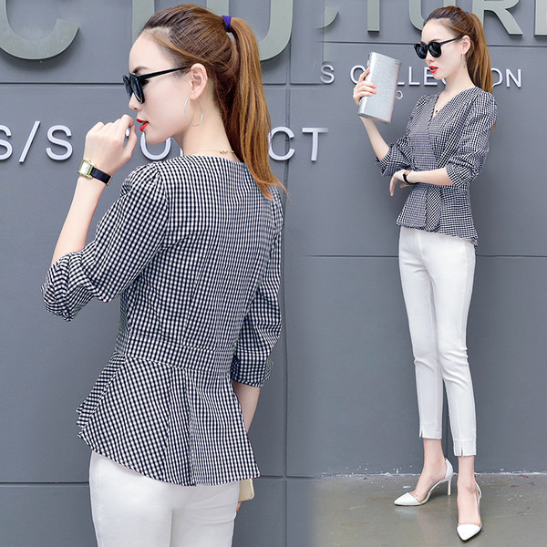 Cămașă elegantă de damă cu decolteu în V în trei culori