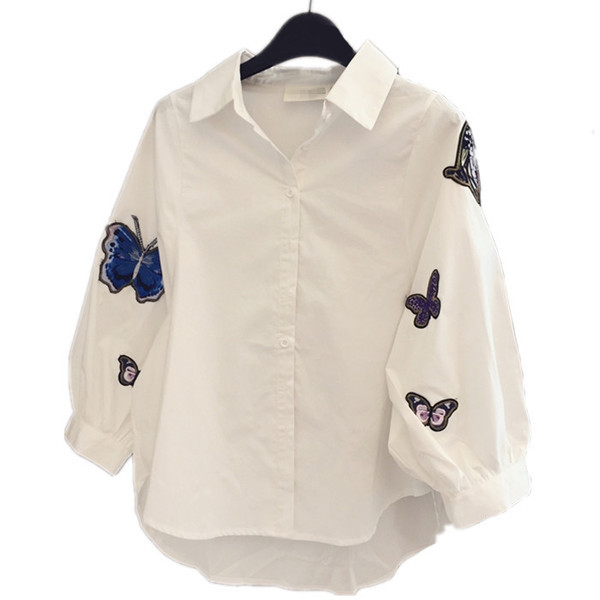 Női ing széles modell, hosszú ujjú, színes hímzéssel