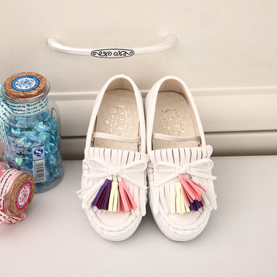 Pantofi casual copii pentru fete cu ciucuri colorati in doua culori