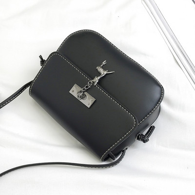 Geanta de dama din piele ecologica in marime mini cu curea lunga si element metalic