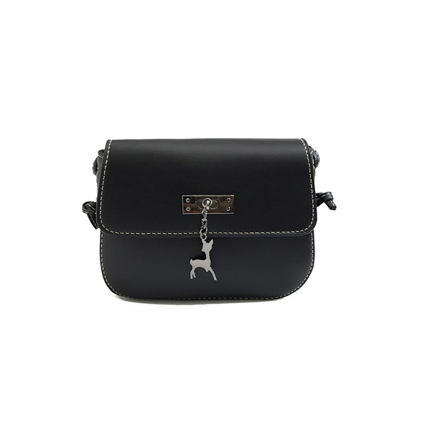 Geanta de dama din piele ecologica in marime mini cu curea lunga si element metalic