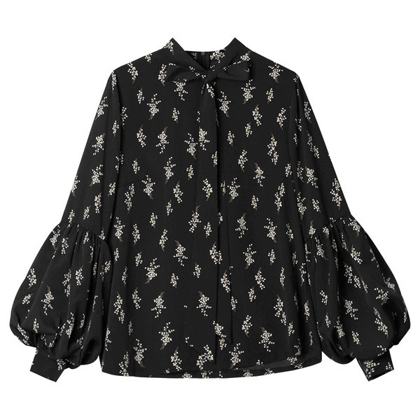 Cămașă de damă cu mâneci lungi ca un felinar în două culori