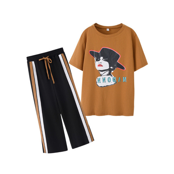 Echipă sportivă de femei elegantă în două părți - tricou și pantaloni sport în două culori