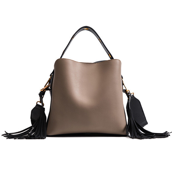 Geantă de damă confortabilă pentru fiecare zi, cu ciucuri și curea lungă