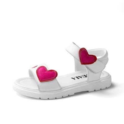 Модерни детски ежеденевни сандали с цветна апликация сърце в два цвята 