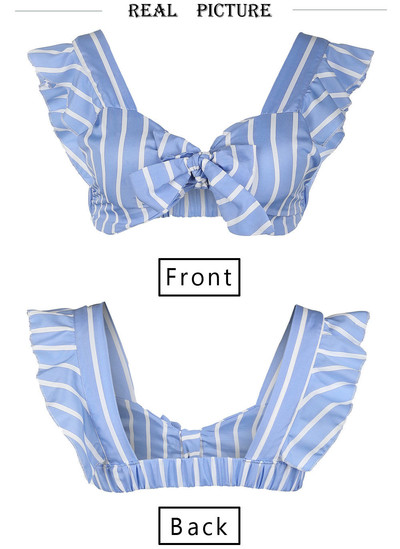 Bustiera de dama de vara cu panglica in dungi albastre