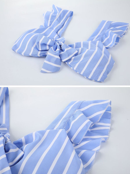 Bustiera de dama de vara cu panglica in dungi albastre