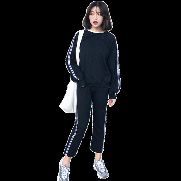 Ежедневен дамски екип от две части в черен цвят