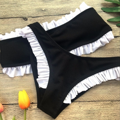 Costum de baie simplu de damă în două părți în patru culori