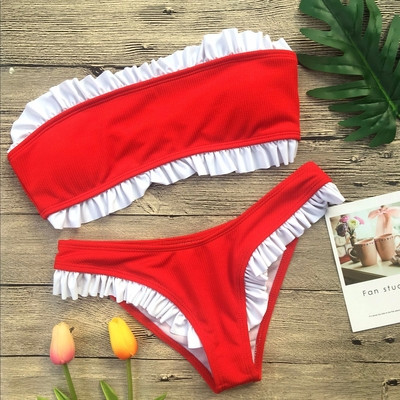 Costum de baie simplu de damă în două părți în patru culori