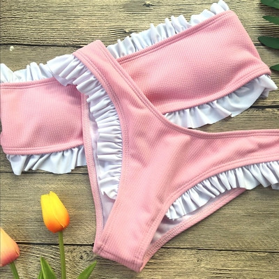 Costum de baie simplu de damă în două părți în patru culori