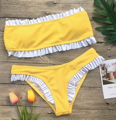 Costum de baie simplu de damă în două părți în patru culori