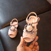 Sandale de copii delicate pentru fete cu decor 3D si perle in doua culori
