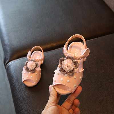 Sandale de copii delicate pentru fete cu decor 3D si perle in doua culori