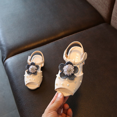 Sandale de copii delicate pentru fete cu decor 3D si perle in doua culori