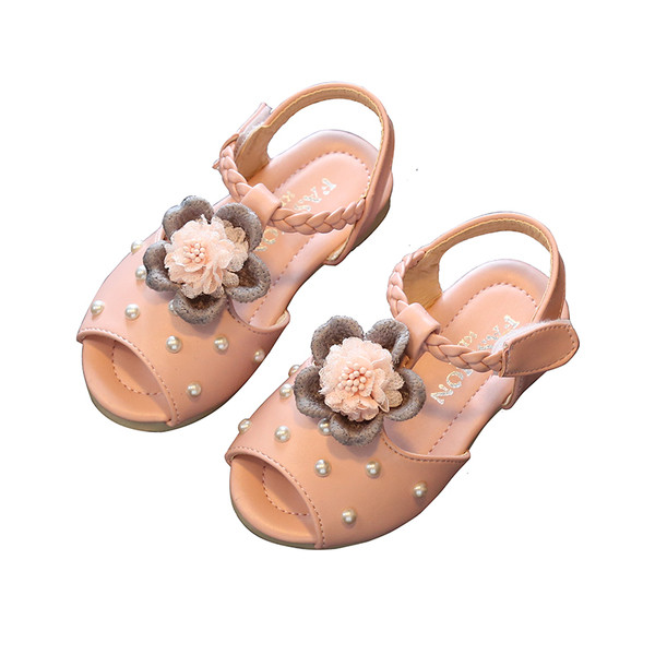 Sandale de copii delicate pentru fete cu decor 3D si perle in doua culori