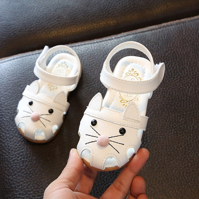 Interesting children`s sandals for girls with ears in three colors