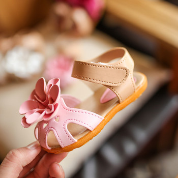 Нежни детски ежедневни сандали за момичета с 3D цвете в три цвята