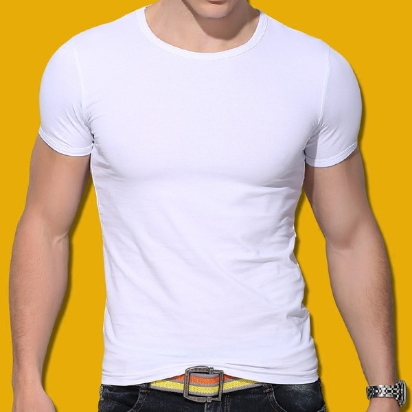 Tricou simplu subțire pentru bărbați, cu mâneci scurte, în diferite culori