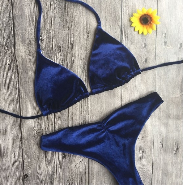 Costum de baie clasic simplu din catifea