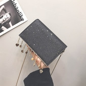 Mini geantă elegantă cu paiete și elemente metalice suspendate