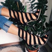 Sandale elegante cu toc inalt cu bretele negre