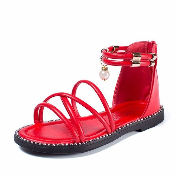 Model nou de sandale copii pentru fete cu bretele duble si o perla in mai multe culori