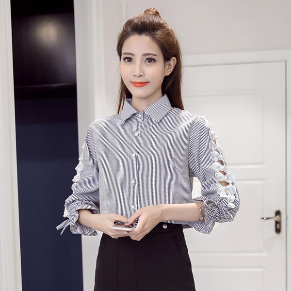 Cămașă de damă în trei culori cu panglici de dantelă pe mâneci