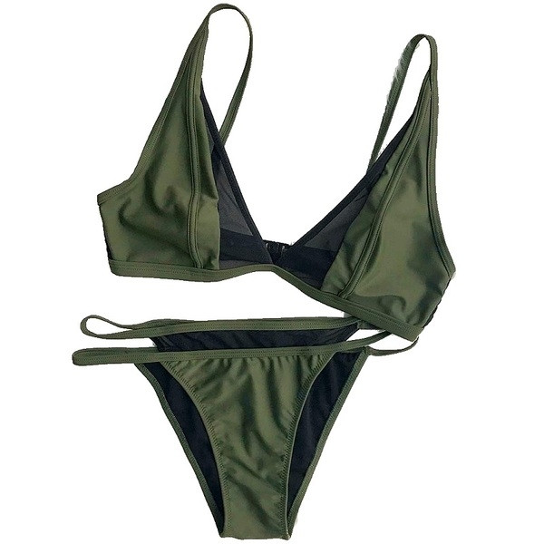 Актуален бански кост`м за дамите от две части с прозрачен мотив