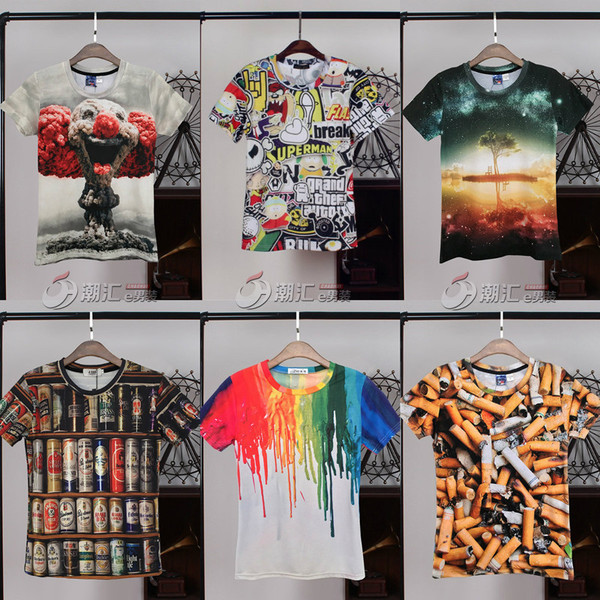 Tricouri pentru bărbați cu imprimeuri 3D creative