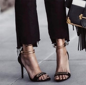 Sandale noi elegante de dama cu toc inalt cu bareta metalica, in bej si negru