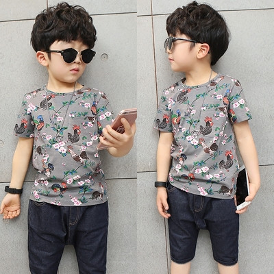 Детска памучна тениска за момче с щампа в три цвята