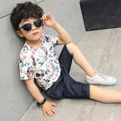 Tricou copii din bumbac pentru un baiat cu imprimeu in trei culori