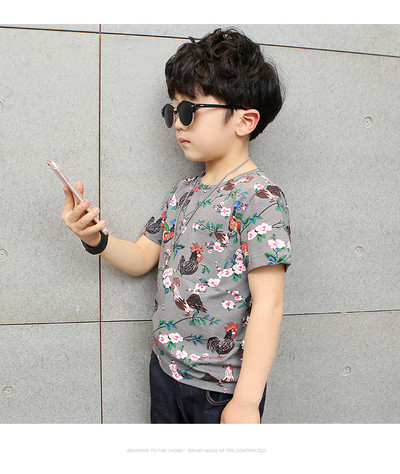 Tricou copii din bumbac pentru un baiat cu imprimeu in trei culori