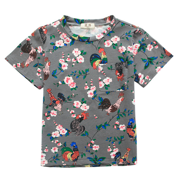 Tricou copii din bumbac pentru un baiat cu imprimeu in trei culori