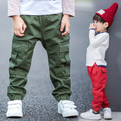 Pantaloni casual copii pentru baieti cu buzunare in diferite culori