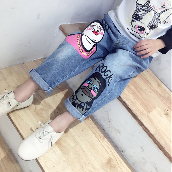 Стилни детски дънки за момичета,два различни модела в светъл цвят