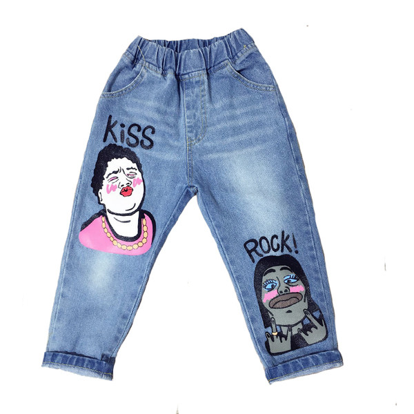 Стилни детски дънки за момичета,два различни модела в светъл цвят