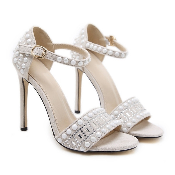 Sandale de dama elegante cu toc in negru si bej cu decor