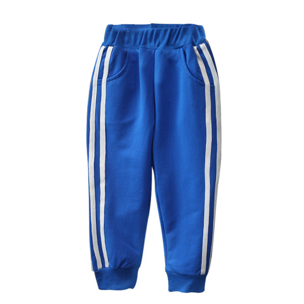 Pantaloni sport copii pentru fete, potriviți pentru utilizare zilnică în albastru cu margine albă