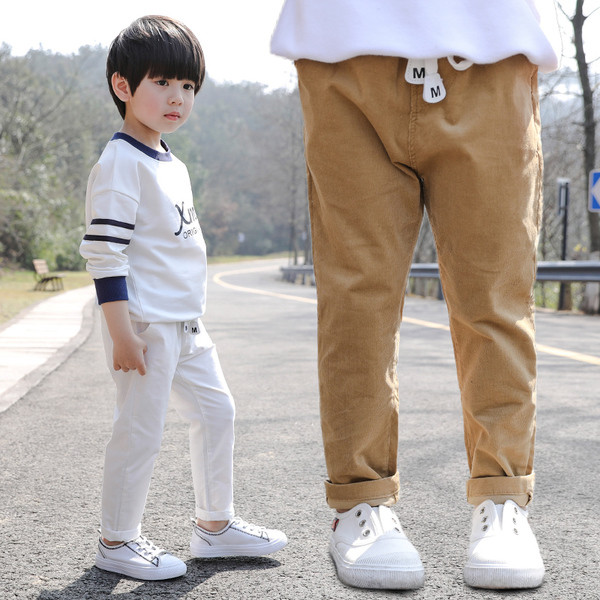 Pantaloni casual copii pentru baieti in culori vii cu buzunare si cravate