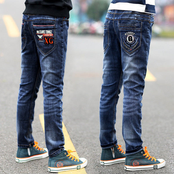 Blugi pentru copii pentru baieti cu inscriptie broderie