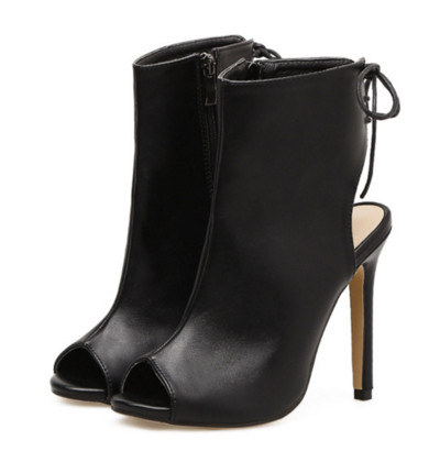 Sandale elegante de dama cu toc inalt din piele ecologica