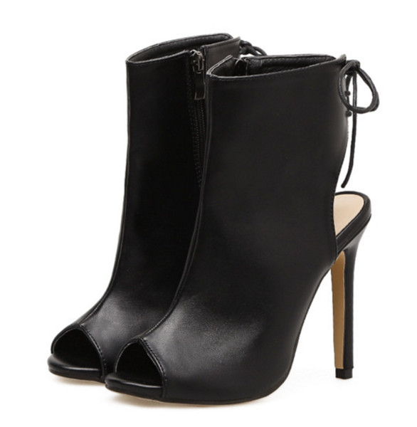 Sandale elegante de dama cu toc inalt din piele ecologica