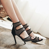 Sandale de dama elegante - semiinchise cu elemente stralucitoare