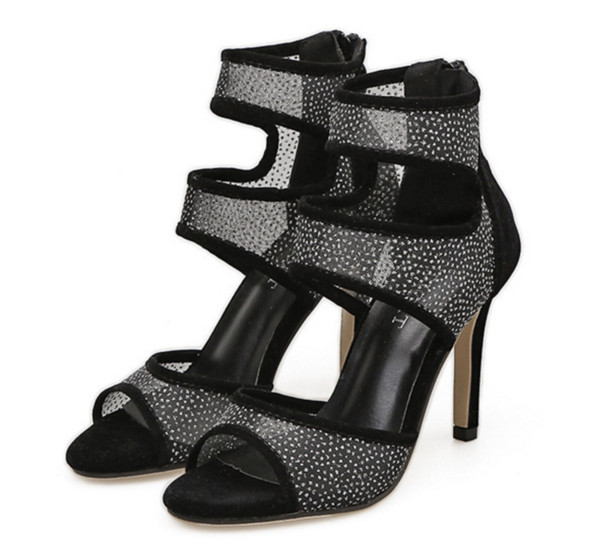 Sandale de dama elegante - semiinchise cu elemente stralucitoare