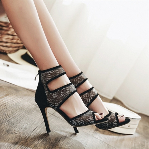 Sandale de dama elegante - semiinchise cu elemente stralucitoare