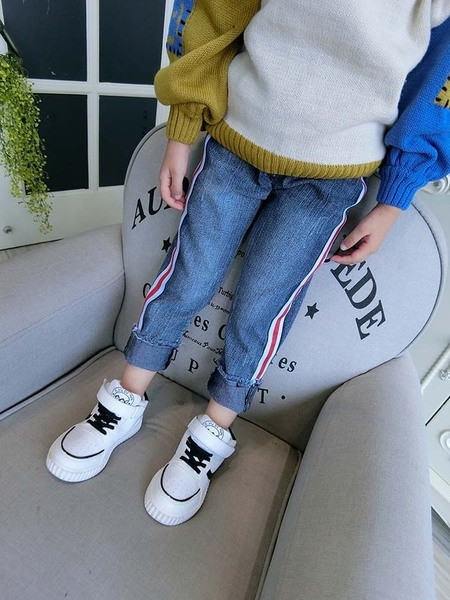 Blugi unisex pentru copii sport-casual cu buzunare adânci și margine colorată, două modele