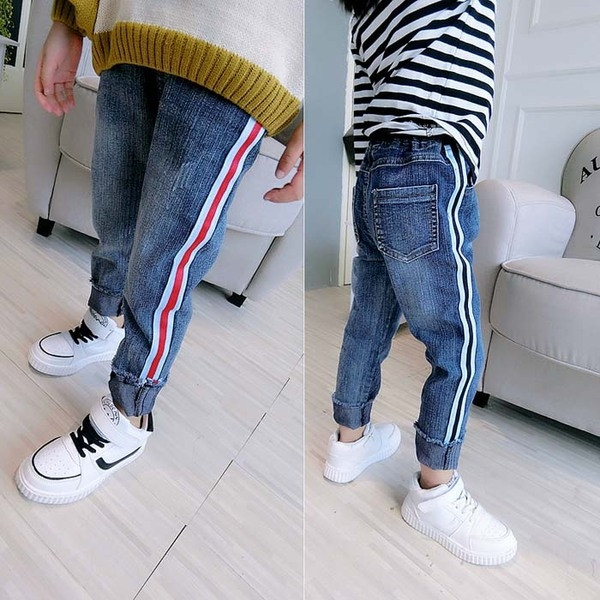 Blugi unisex pentru copii sport-casual cu buzunare adânci și margine colorată, două modele